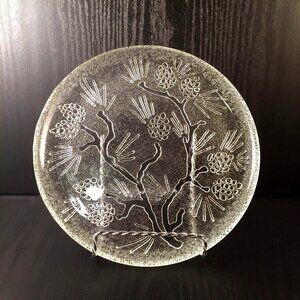 2 Tiara Ponderosa Pine Individual Small Luncheon 8" Plates  PineCone Clear Embos